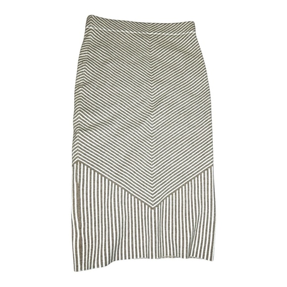 Rachel Zoe Tan Chevron Striped Rayon Blend Midi Skirt - Picture 1 of 6